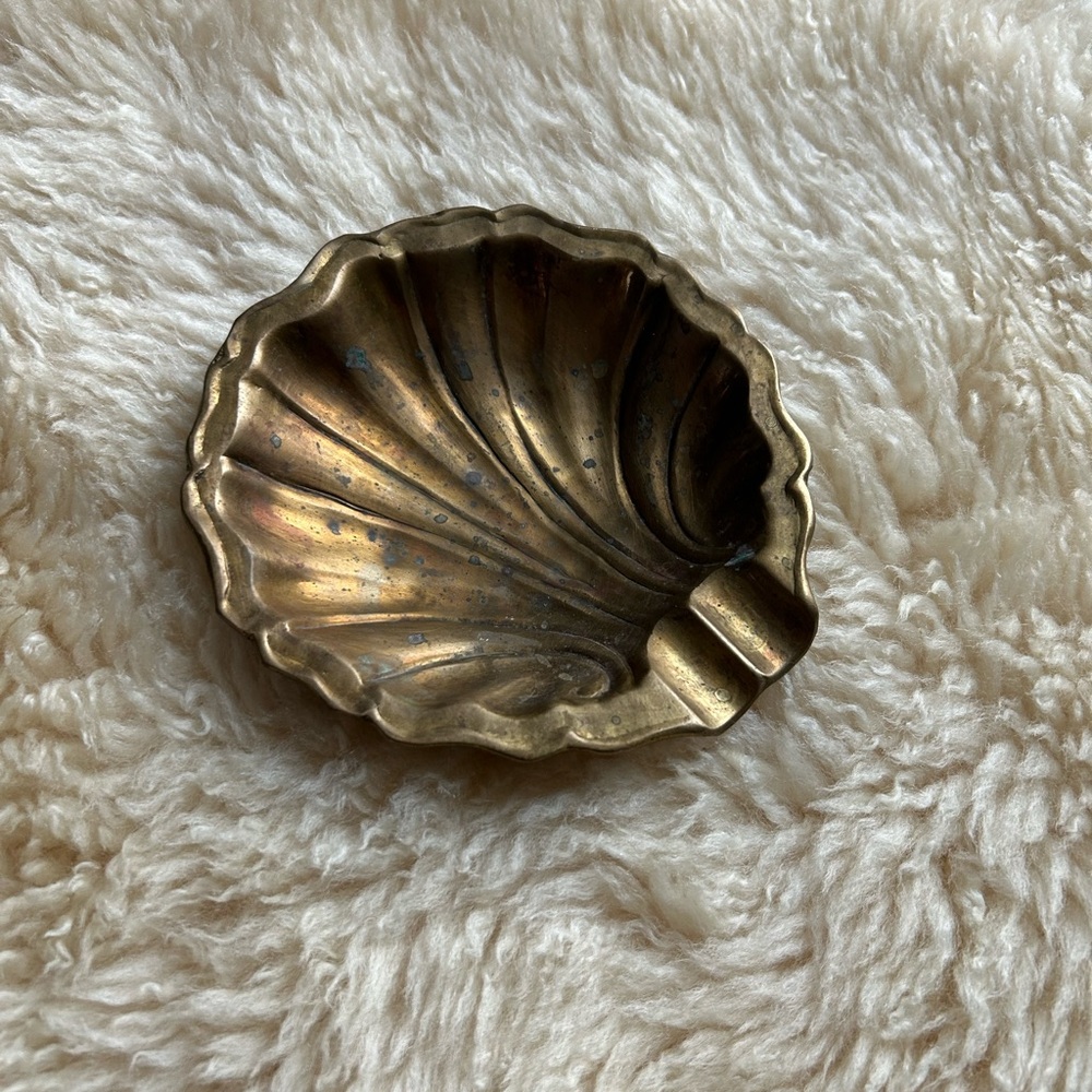 Vintage MCM Brass Shell Ashtray